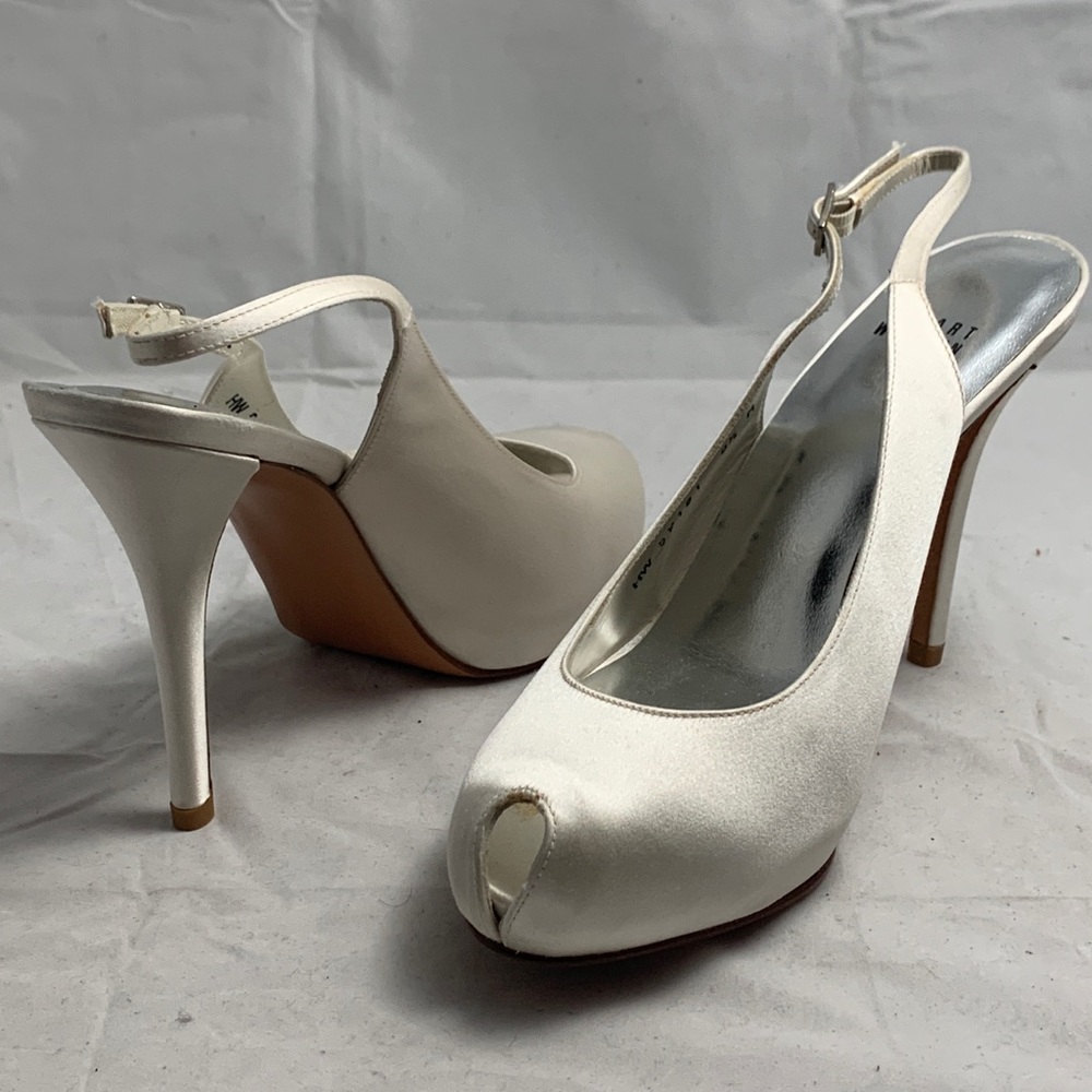 Peekosling Stuart Weitzman 8.5 white slingback NWD